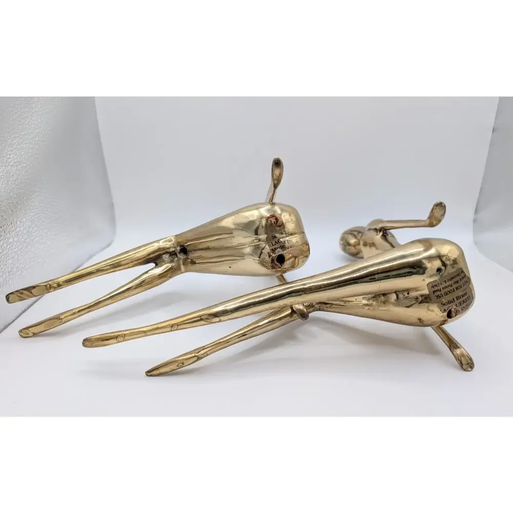 Vtg Solid Brass Female Statues BookendsHollywood Regency Art Deco Revival